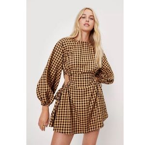 Nasty Gal Checked Cut Out Side Mini Smock Dress